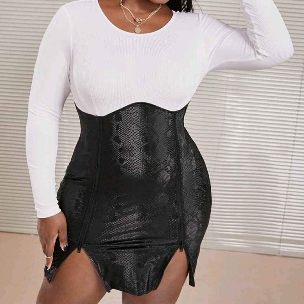Black and White Long Sleeve Dress